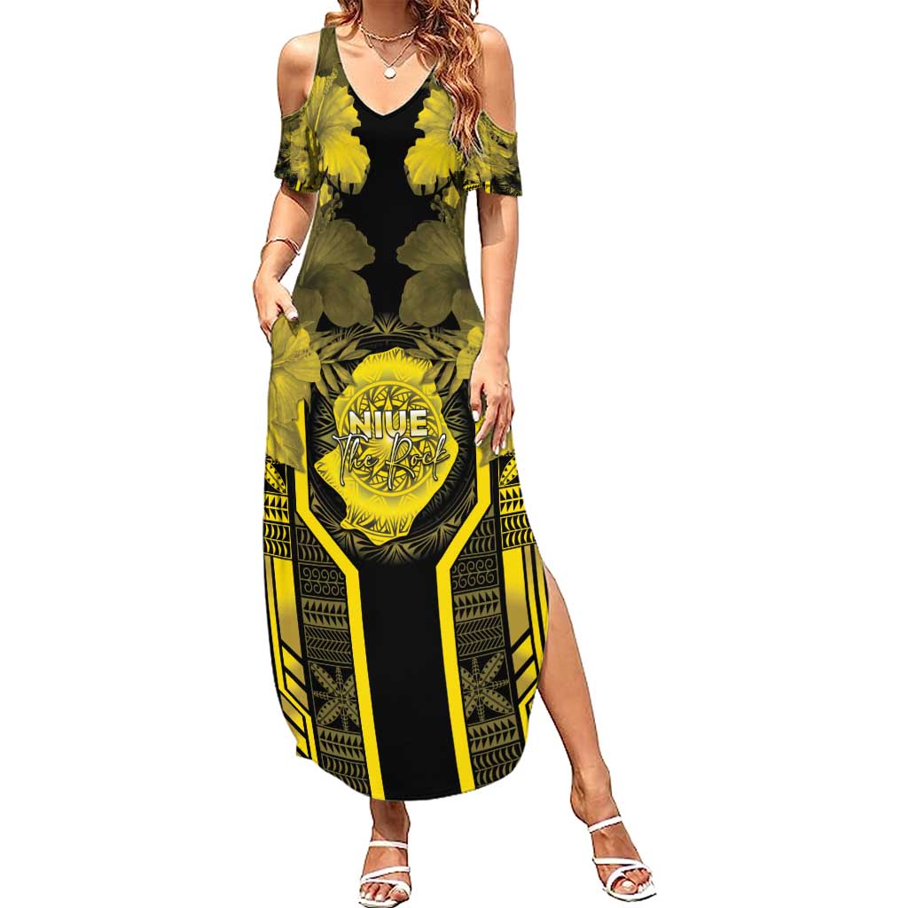 Niue The Rock Summer Maxi Dress The Island Of The Uga LT05 Women Black - Polynesian Pride