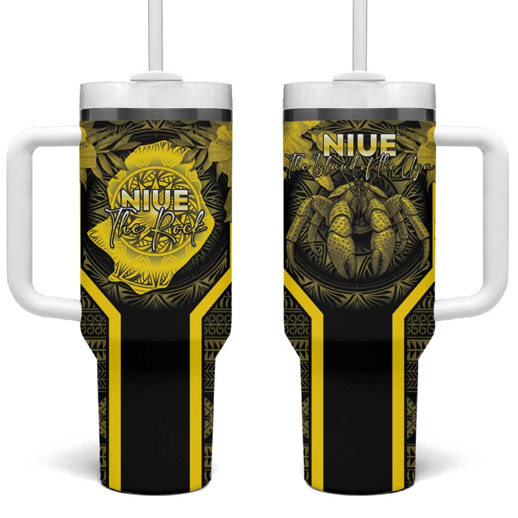 Niue The Rock Tumbler With Handle The Island Of The Uga LT05 One Size: 40 oz Black - Polynesian Pride
