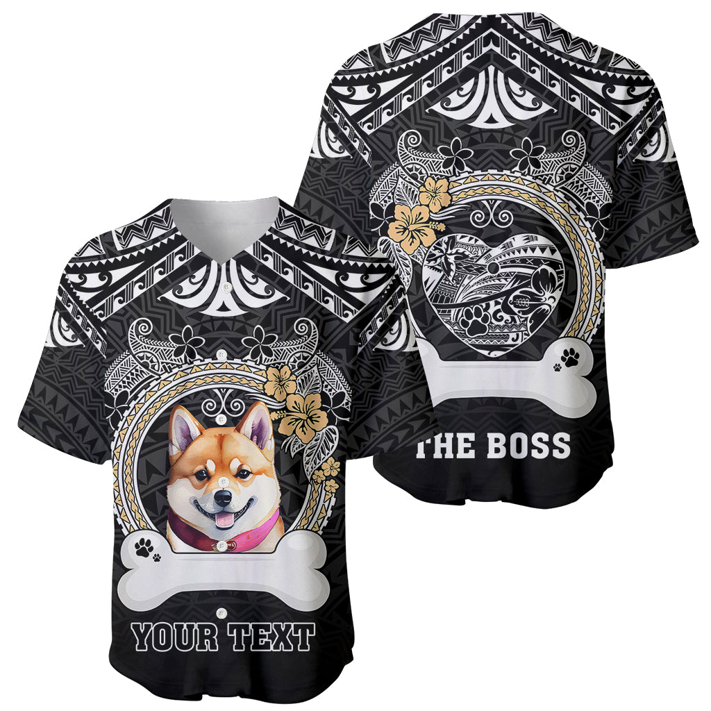 Personalized Shiba Inu Dog Baseball Jersey With Polynesian Heart Name Tags LT05 - Polynesian Pride