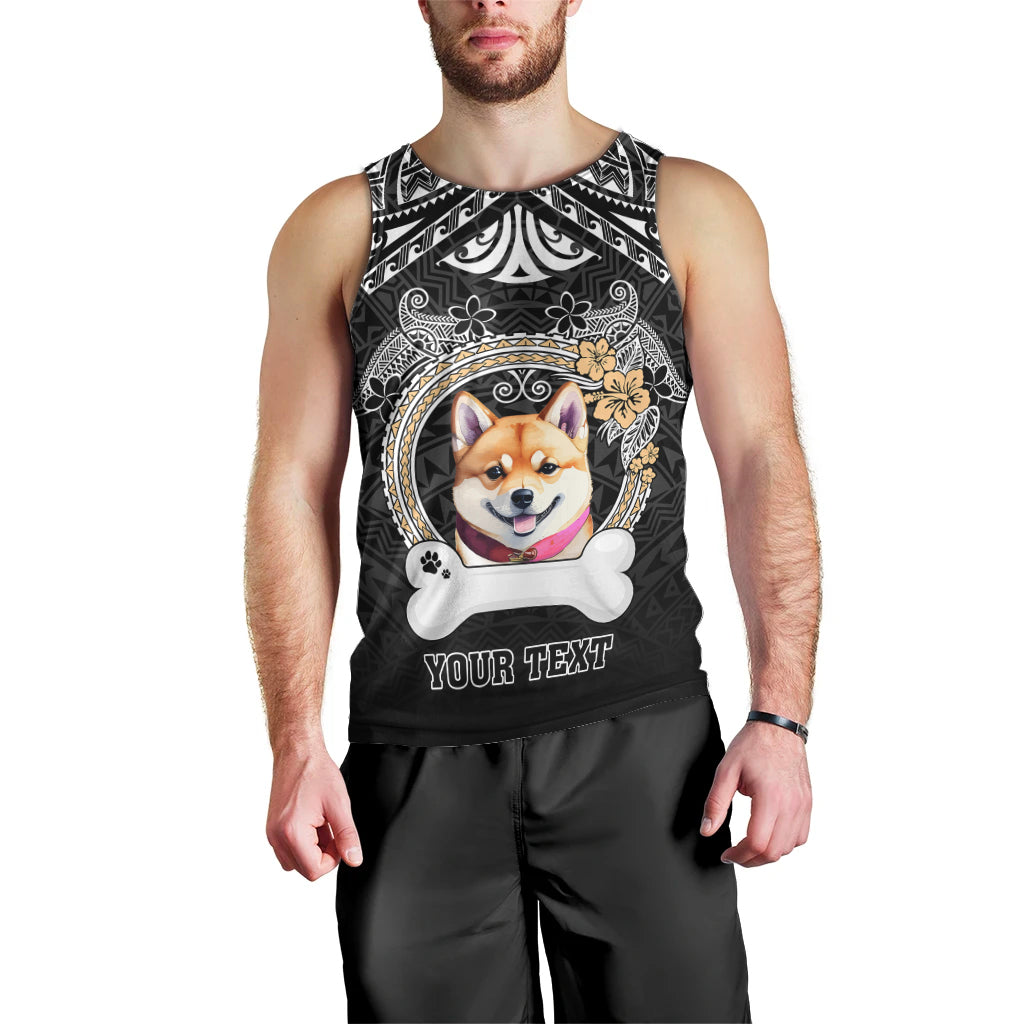 Personalized Shiba Inu Dog Men Tank Top With Polynesian Heart Name Tags LT05 - Polynesian Pride