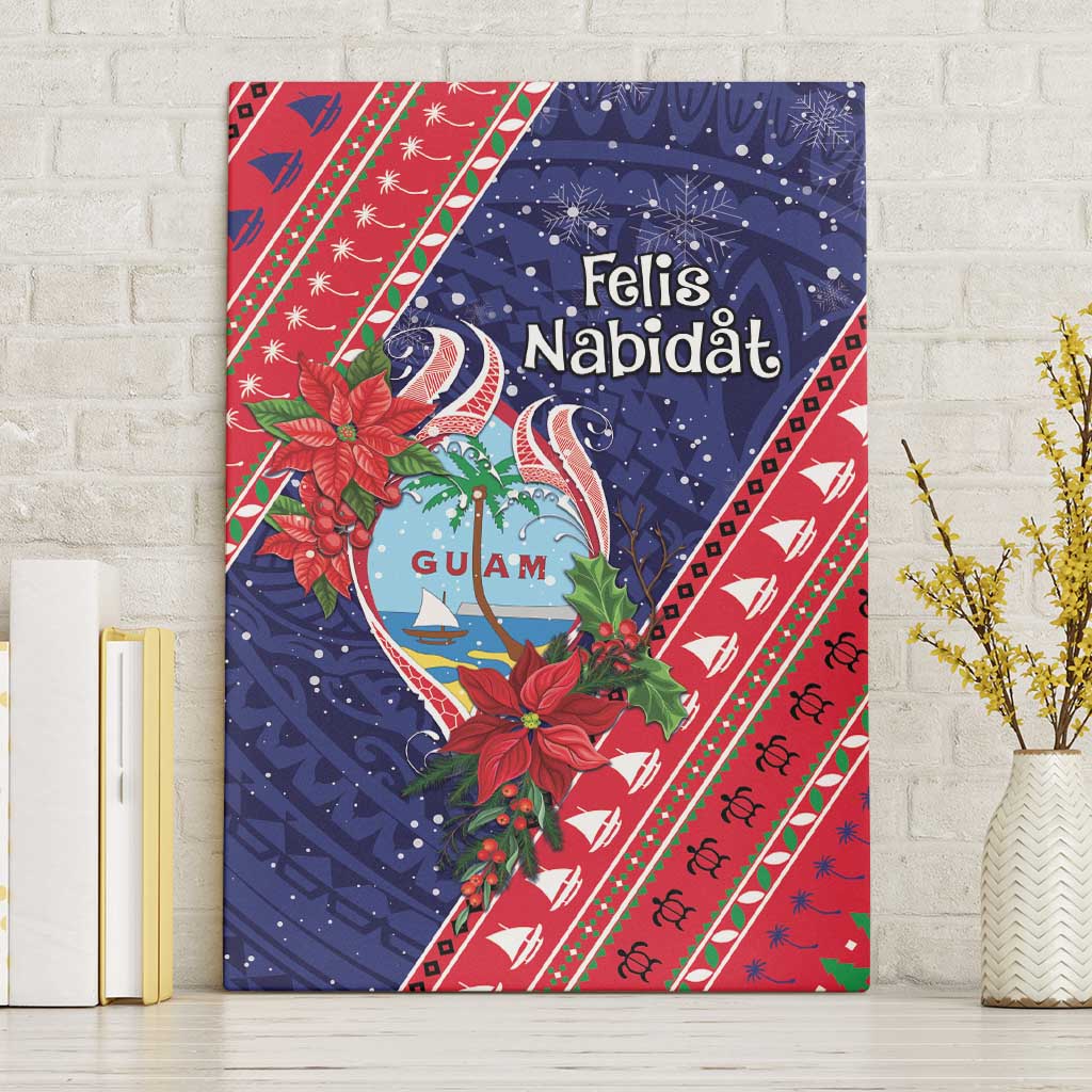 Guam Christmas Canvas Wall Art Felis Nabidat Guaman Seal With Poinsettia