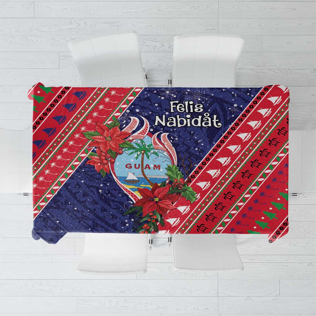 Guam Christmas Tablecloth Felis Nabidat Guaman Seal With Poinsettia