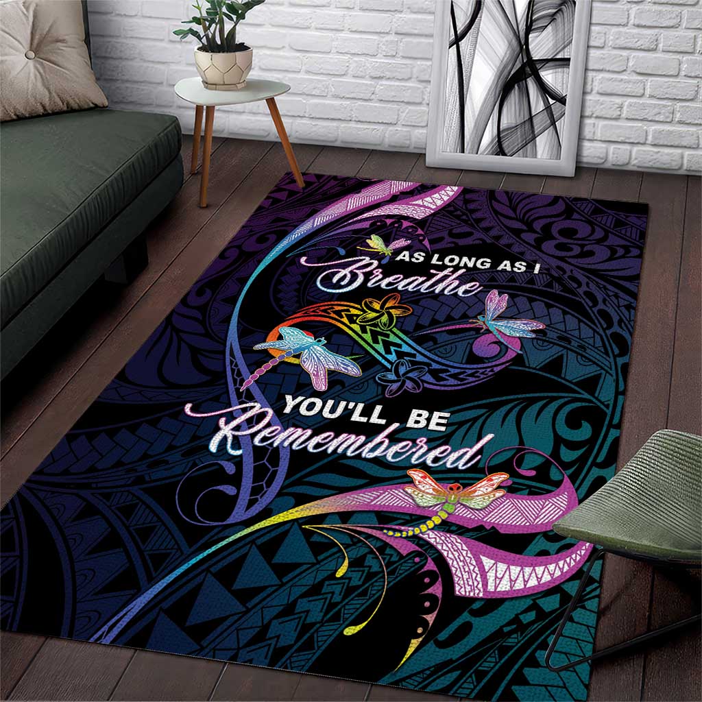 Polynesia Memorial Area Rug Always Remembered Dragonfly Polynesian Style