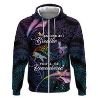 Personalised Polynesia Memorial Hoodie Always Remembered Dragonfly Polynesian Style LT05 Zip Hoodie Colorful - Polynesian Pride