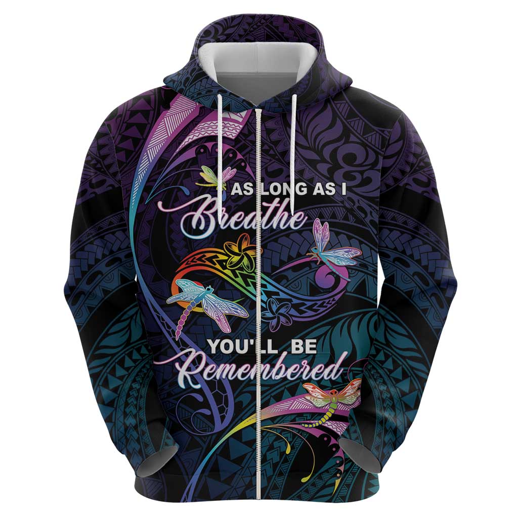 Personalised Polynesia Memorial Hoodie Always Remembered Dragonfly Polynesian Style LT05 - Polynesian Pride