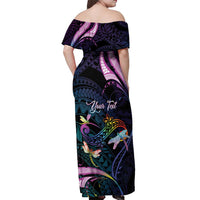 Personalised Polynesia Memorial Off Shoulder Maxi Dress Always Remembered Dragonfly Polynesian Style LT05 - Polynesian Pride