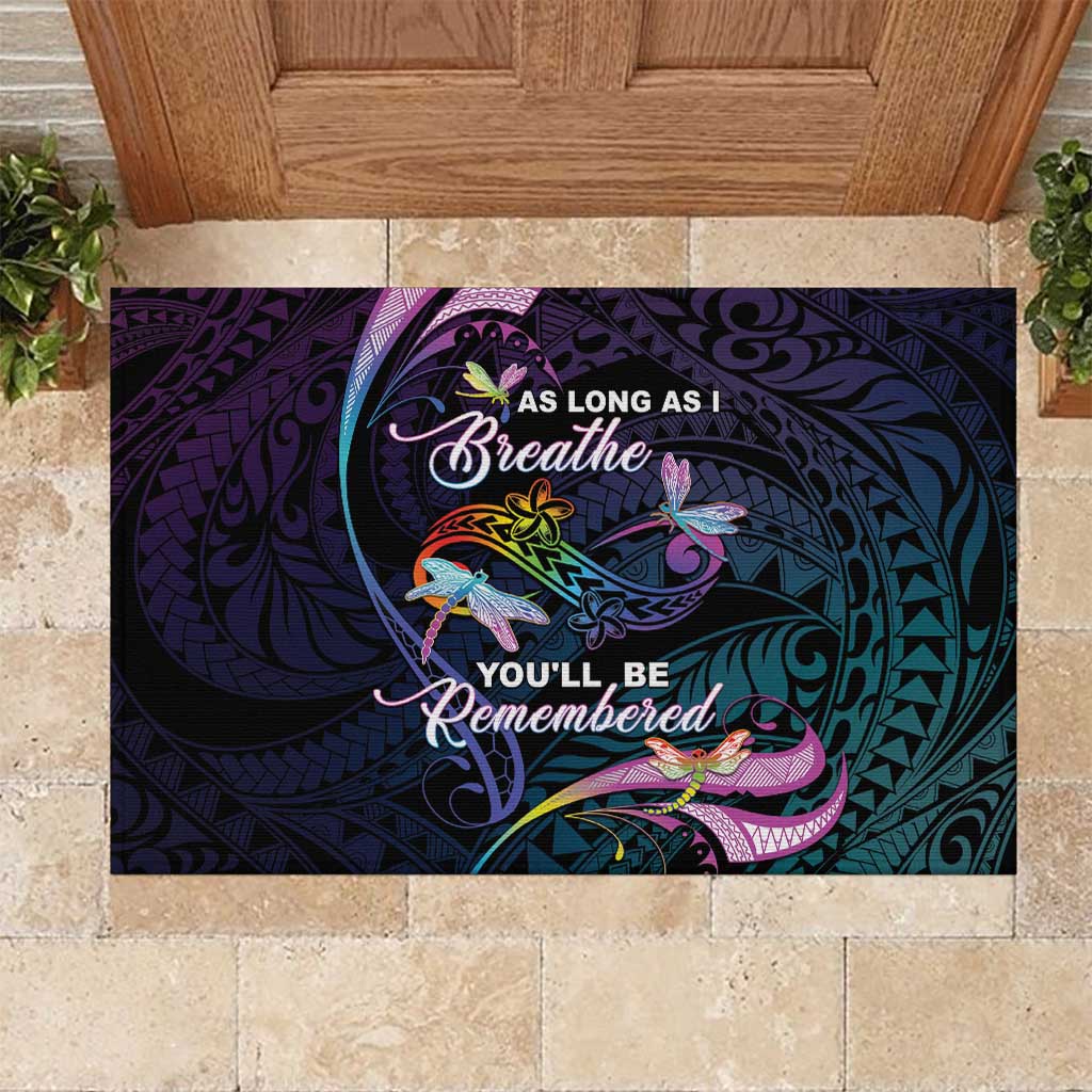 Polynesia Memorial Rubber Doormat Always Remembered Dragonfly Polynesian Style LT05 Colorful - Polynesian Pride