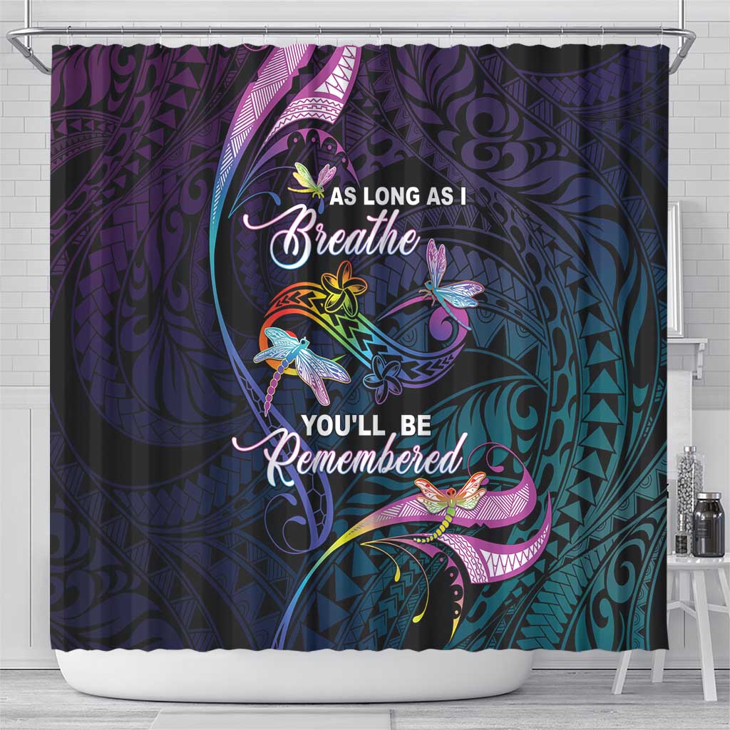 Polynesia Memorial Shower Curtain Always Remembered Dragonfly Polynesian Style LT05 - Polynesian Pride