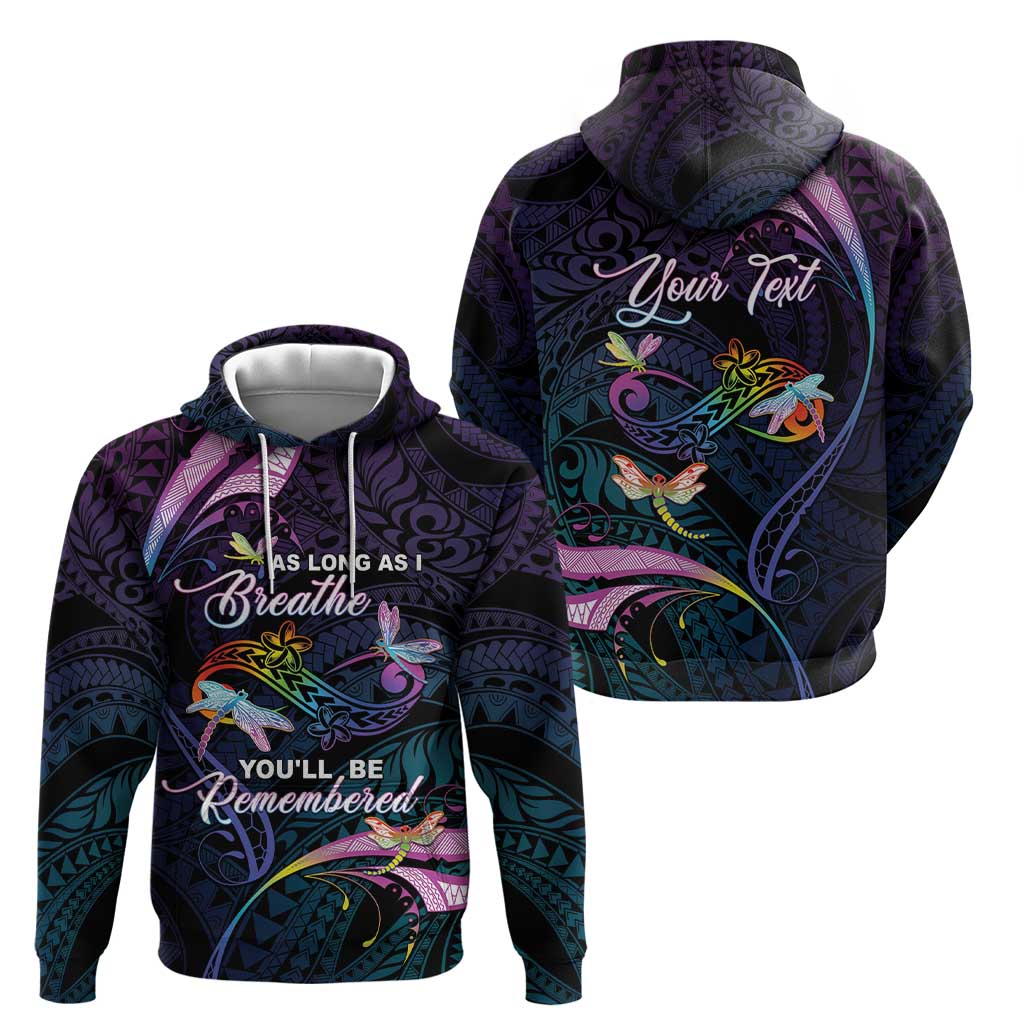 Personalised Polynesia Memorial Zip Hoodie Always Remembered Dragonfly Polynesian Style LT05 - Polynesian Pride