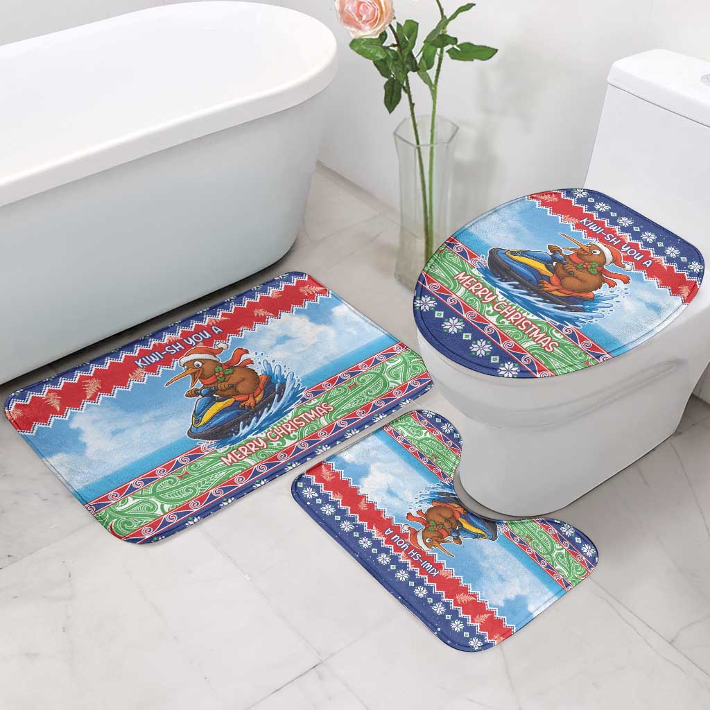 New Zealand Christmas Bathroom Set Funny Jet Ride Kiwi Xmas LT05 - Polynesian Pride