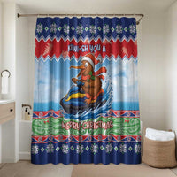 New Zealand Christmas Bathroom Set Funny Jet Ride Kiwi Xmas LT05 Shower Curtain Only Blue - Polynesian Pride