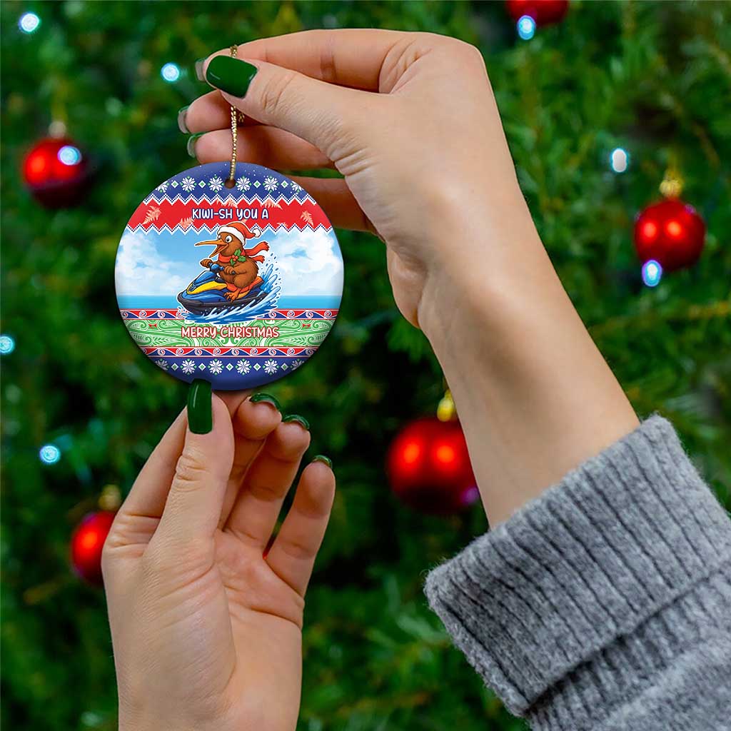 New Zealand Christmas Ceramic Ornament Funny Jet Ride Kiwi Xmas LT05 - Polynesian Pride