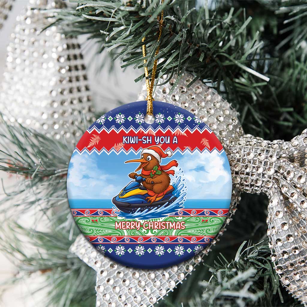 New Zealand Christmas Ceramic Ornament Funny Jet Ride Kiwi Xmas LT05 - Polynesian Pride