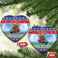 New Zealand Christmas Ceramic Ornament Funny Jet Ride Kiwi Xmas LT05 Heart Blue - Polynesian Pride