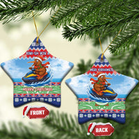 New Zealand Christmas Ceramic Ornament Funny Jet Ride Kiwi Xmas LT05 Star Blue - Polynesian Pride