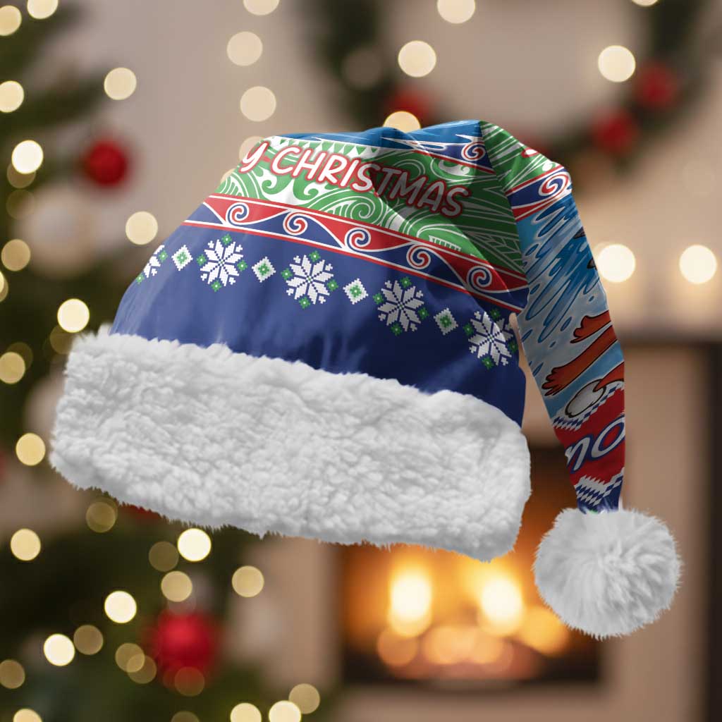 New Zealand Christmas Santa Hat Funny Jet Ride Kiwi Xmas LT05 With Fur Blue - Polynesian Pride