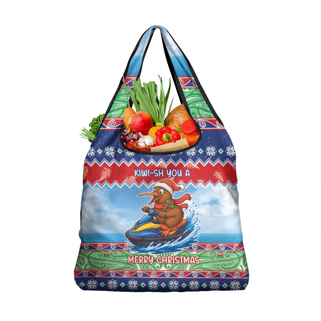 New Zealand Christmas Grocery Bag Funny Jet Ride Kiwi Xmas LT05 1-pack One Size Blue - Polynesian Pride