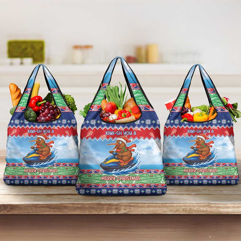 New Zealand Christmas Grocery Bag Funny Jet Ride Kiwi Xmas LT05 3-pack One Size Blue - Polynesian Pride