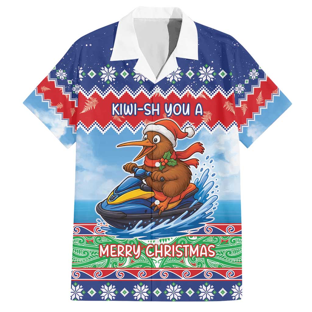 New Zealand Christmas Hawaiian Shirt Funny Jet Ride Kiwi Xmas LT05 Blue - Polynesian Pride