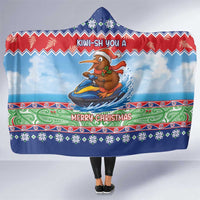 New Zealand Christmas Hooded Blanket Funny Jet Ride Kiwi Xmas LT05 One Size Blue - Polynesian Pride