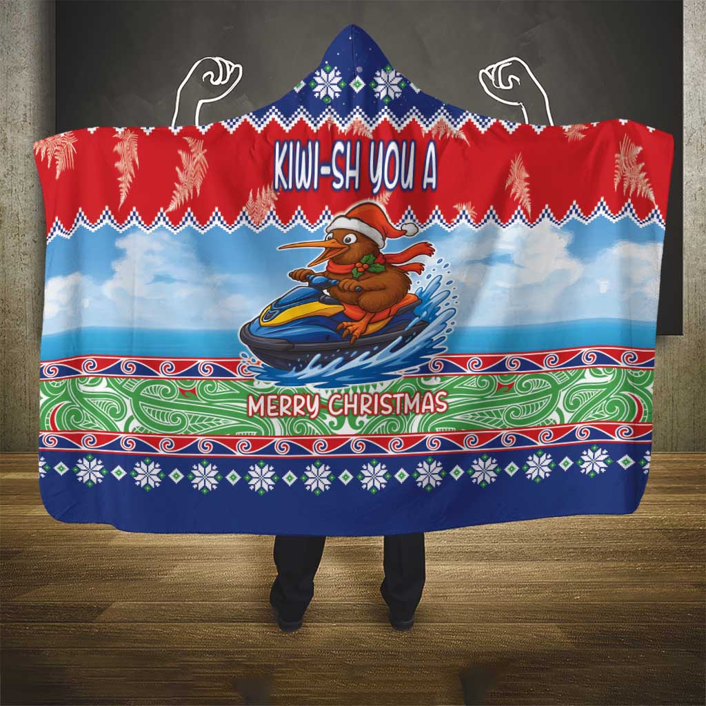 New Zealand Christmas Hooded Blanket Funny Jet Ride Kiwi Xmas LT05 - Polynesian Pride