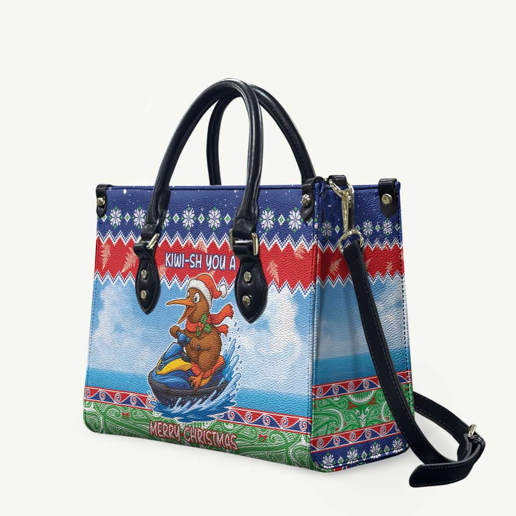 New Zealand Christmas Leather Bag Funny Jet Ride Kiwi Xmas LT05 Blue - Polynesian Pride