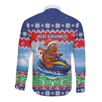 New Zealand Christmas Long Sleeve Button Shirt Funny Jet Ride Kiwi Xmas LT05 - Polynesian Pride