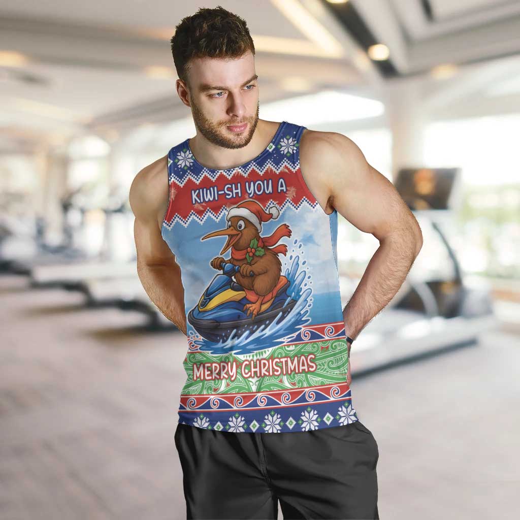 New Zealand Christmas Men Tank Top Funny Jet Ride Kiwi Xmas LT05 Blue - Polynesian Pride
