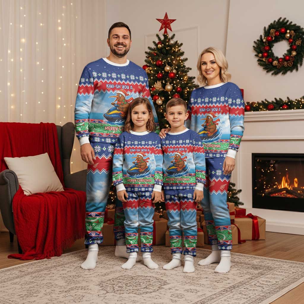 New Zealand Christmas Pajama Set Funny Jet Ride Kiwi Xmas LT05 - Polynesian Pride