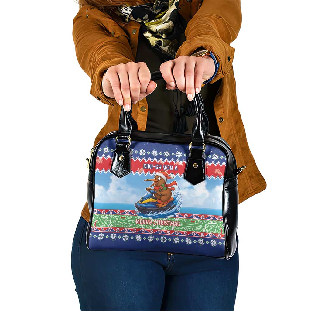 New Zealand Christmas Shoulder Handbag Funny Jet Ride Kiwi Xmas LT05 One Size Blue - Polynesian Pride
