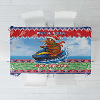 New Zealand Christmas Tablecloth Funny Jet Ride Kiwi Xmas LT05 Blue - Polynesian Pride