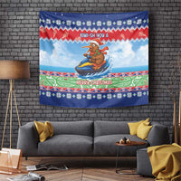 New Zealand Christmas Tapestry Funny Jet Ride Kiwi Xmas LT05 Blue - Polynesian Pride