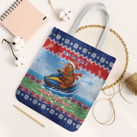 New Zealand Christmas Tote Bag Funny Jet Ride Kiwi Xmas LT05 White Strap One Size Blue - Polynesian Pride