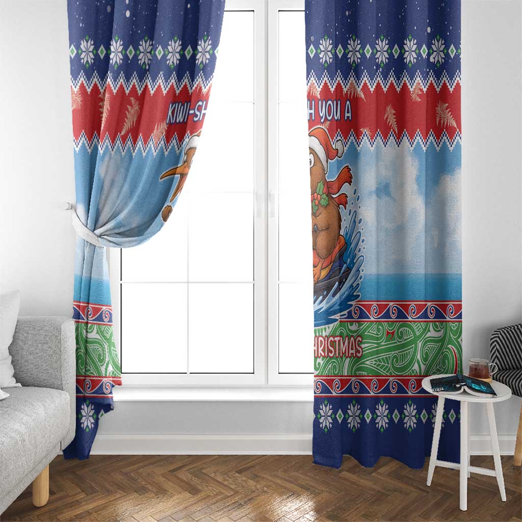 New Zealand Christmas Window Curtain Funny Jet Ride Kiwi Xmas LT05 - Polynesian Pride