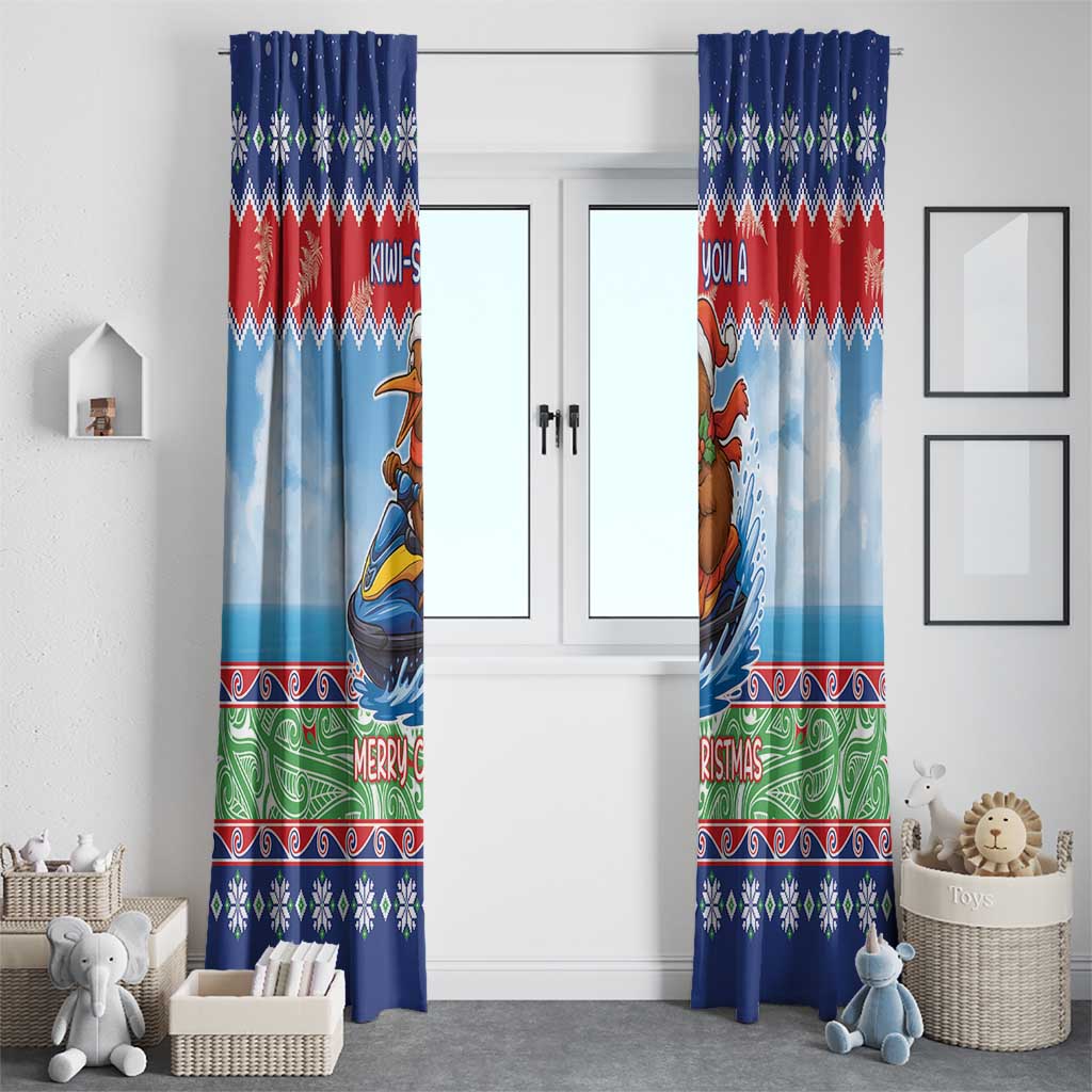 New Zealand Christmas Window Curtain Funny Jet Ride Kiwi Xmas LT05 - Polynesian Pride