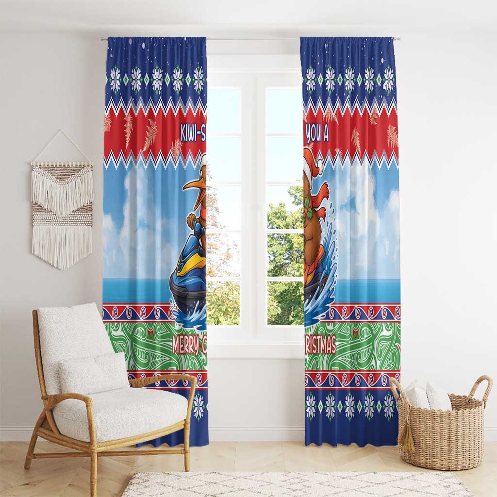 New Zealand Christmas Window Curtain Funny Jet Ride Kiwi Xmas LT05 - Polynesian Pride