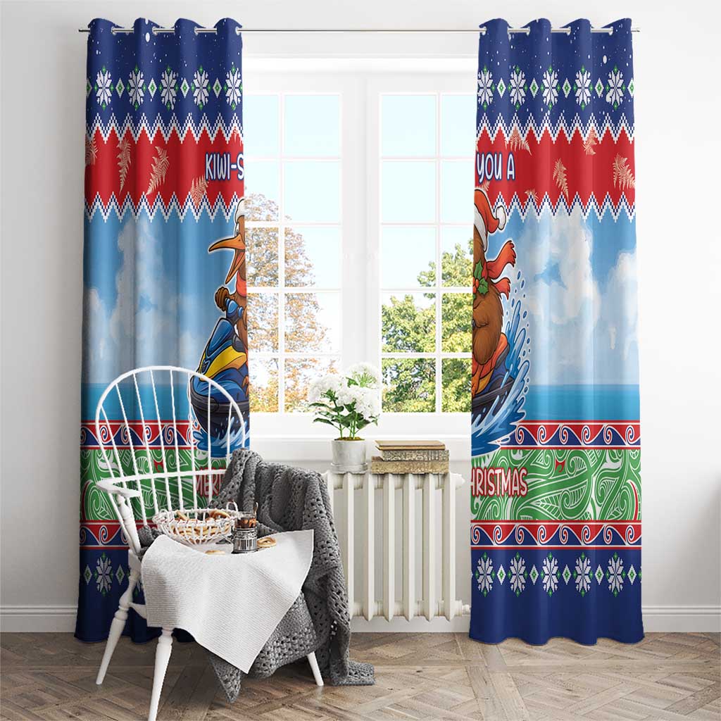 New Zealand Christmas Window Curtain Funny Jet Ride Kiwi Xmas LT05 - Polynesian Pride
