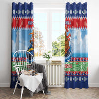 New Zealand Christmas Window Curtain Funny Jet Ride Kiwi Xmas LT05 - Polynesian Pride