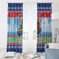 New Zealand Christmas Window Curtain Funny Jet Ride Kiwi Xmas LT05 - Polynesian Pride