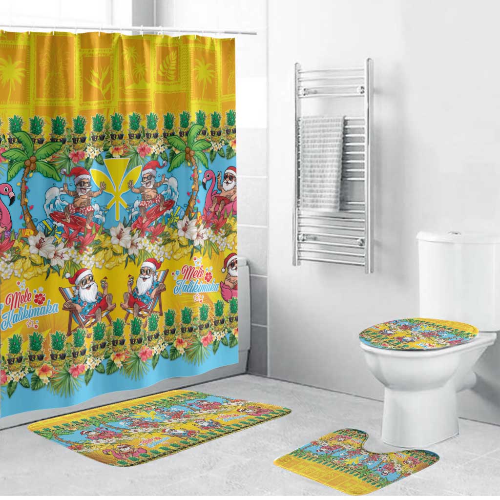 Hawaii Christmas Bathroom Set Mele Kalikimaka Tropical Vibes LT05 Bathroom Set (4 pcs) Colorful - Polynesian Pride