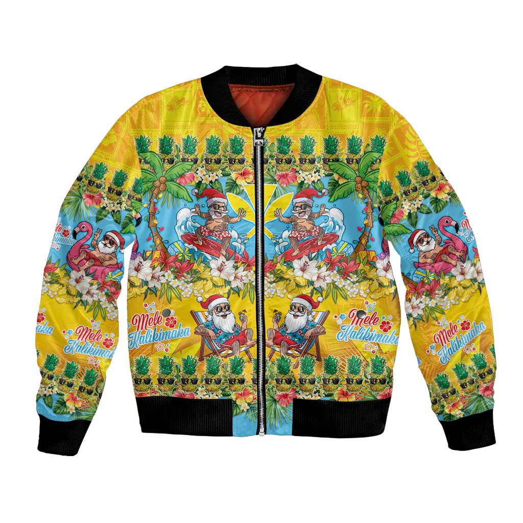 Hawaii Christmas Bomber Jacket Mele Kalikimaka Tropical Vibes LT05 Unisex Colorful - Polynesian Pride