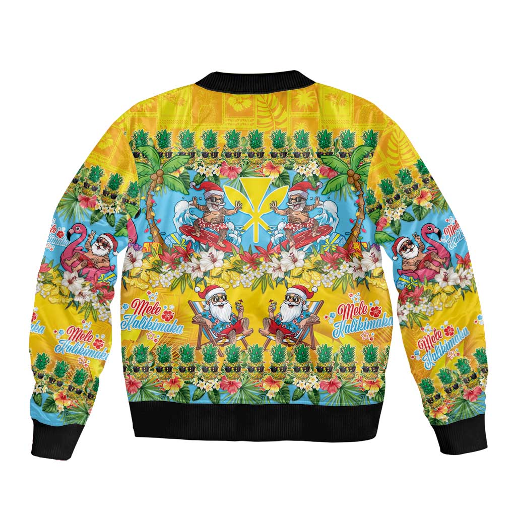 Hawaii Christmas Bomber Jacket Mele Kalikimaka Tropical Vibes LT05 - Polynesian Pride