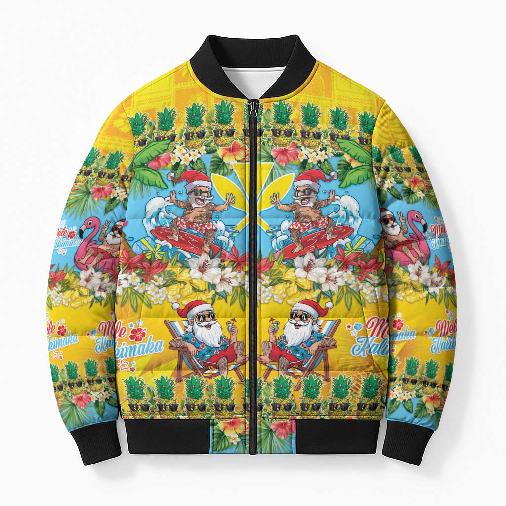 Hawaii Christmas Bomber Puffer Jacket Mele Kalikimaka Tropical Vibes LT05 Unisex Colorful - Polynesian Pride