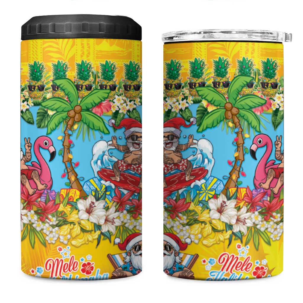 Hawaii Christmas 4 in 1 Can Cooler Tumbler Mele Kalikimaka Tropical Vibes LT05 One Size: 16 oz Colorful - Polynesian Pride