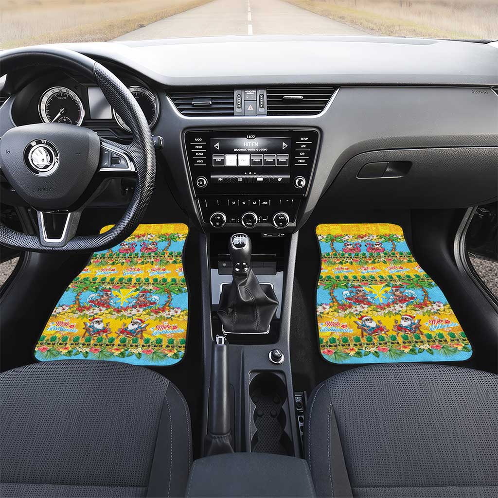 Hawaii Christmas Car Mats Mele Kalikimaka Tropical Vibes LT05 Set 2pcs - Front Colorful - Polynesian Pride