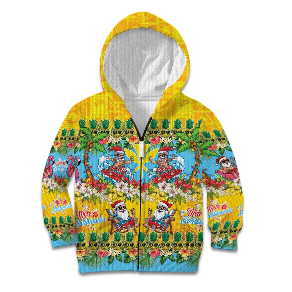 Hawaii Christmas Kid Hoodie Mele Kalikimaka Tropical Vibes LT05 Zip Hoodie Colorful - Polynesian Pride