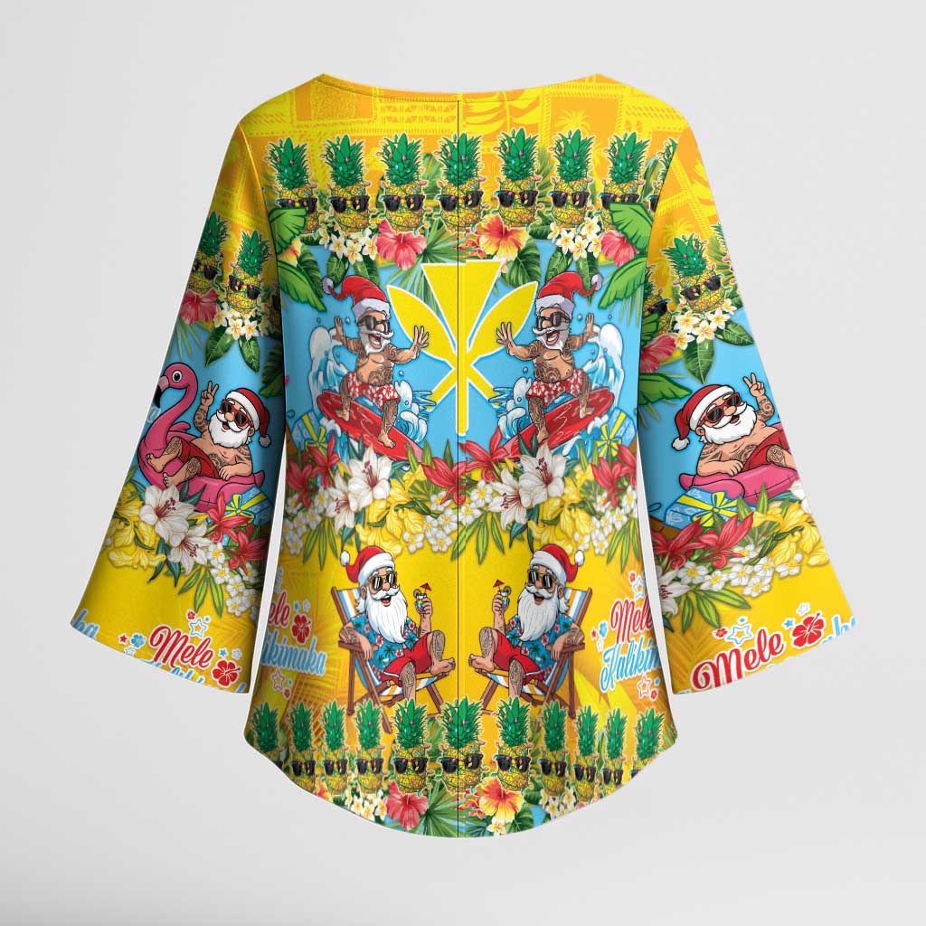 Hawaii Christmas Kimono Sleeve Blouse Mele Kalikimaka Tropical Vibes LT05 - Polynesian Pride