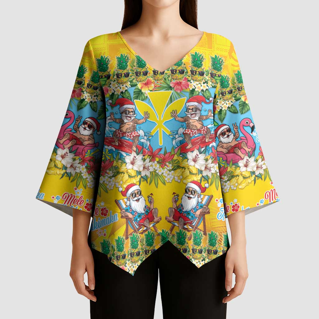 Hawaii Christmas Kimono Sleeve Blouse Mele Kalikimaka Tropical Vibes LT05 - Polynesian Pride