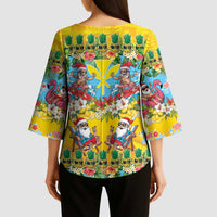 Hawaii Christmas Kimono Sleeve Blouse Mele Kalikimaka Tropical Vibes LT05 - Polynesian Pride