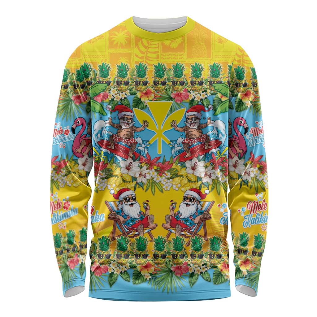 Hawaii Christmas Long Sleeve Shirt Mele Kalikimaka Tropical Vibes LT05 Unisex Colorful - Polynesian Pride